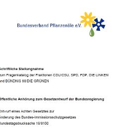 Bundestagsanhörung Bundesverband für Pflanzenöle e. V. April 2008 